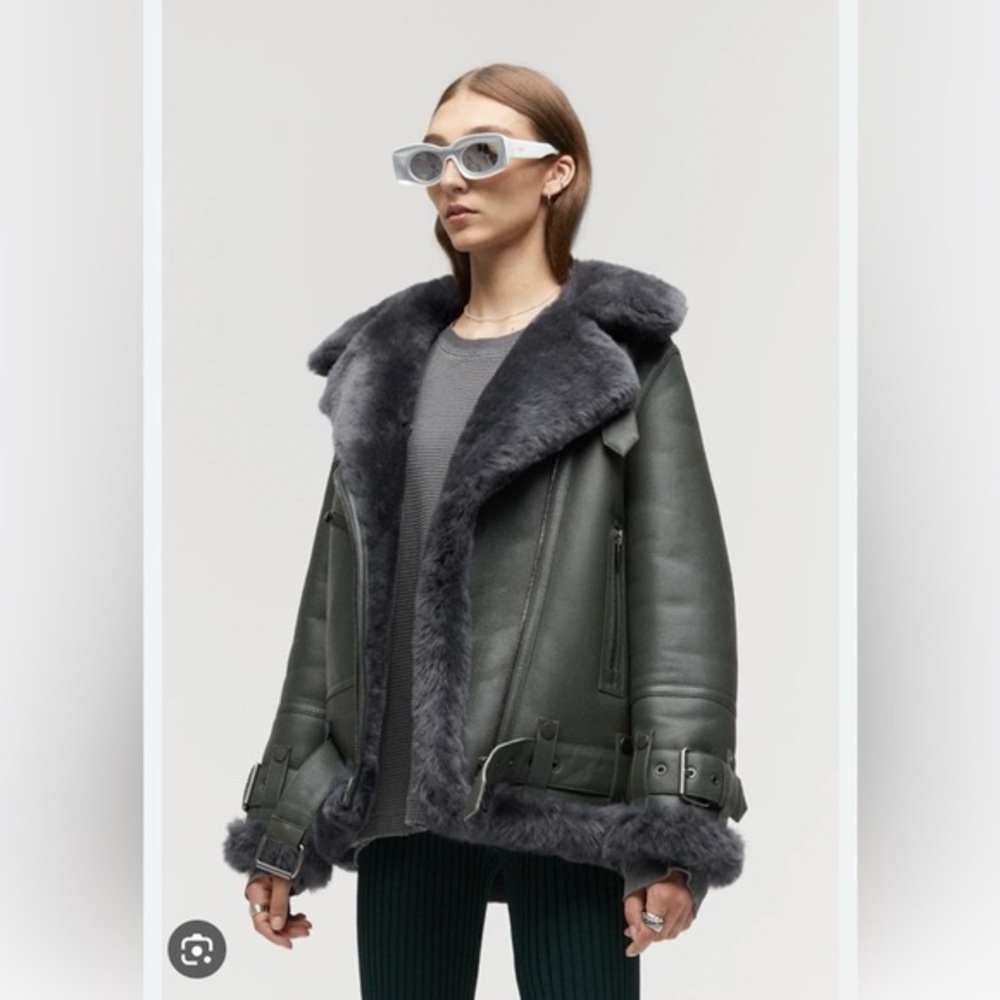 Women's Black Shearling Leather Jacket